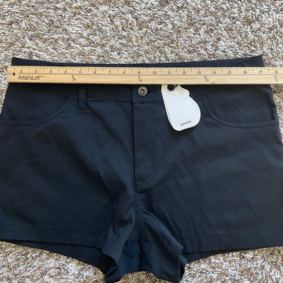 Prana Stretch Zion Halle Short Women's 12 Black 3" Inseam Standard Fit Mid Rise - Picture 8 of 11